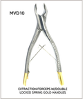 Small Animal Extraction Forceps Upper/Lower EZ Grip Jaws Medium Gold Handles Double Cross Locking Spring