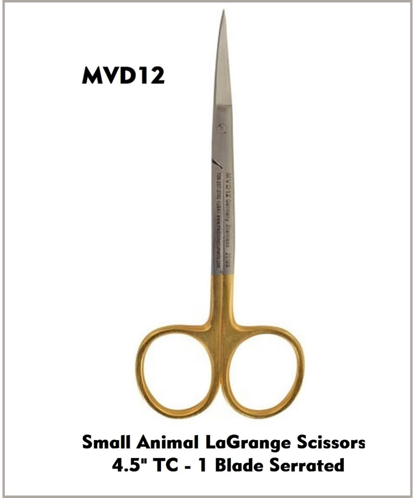 Small Animal LaGrange Scissors TC 4.5" One Balde Serrated