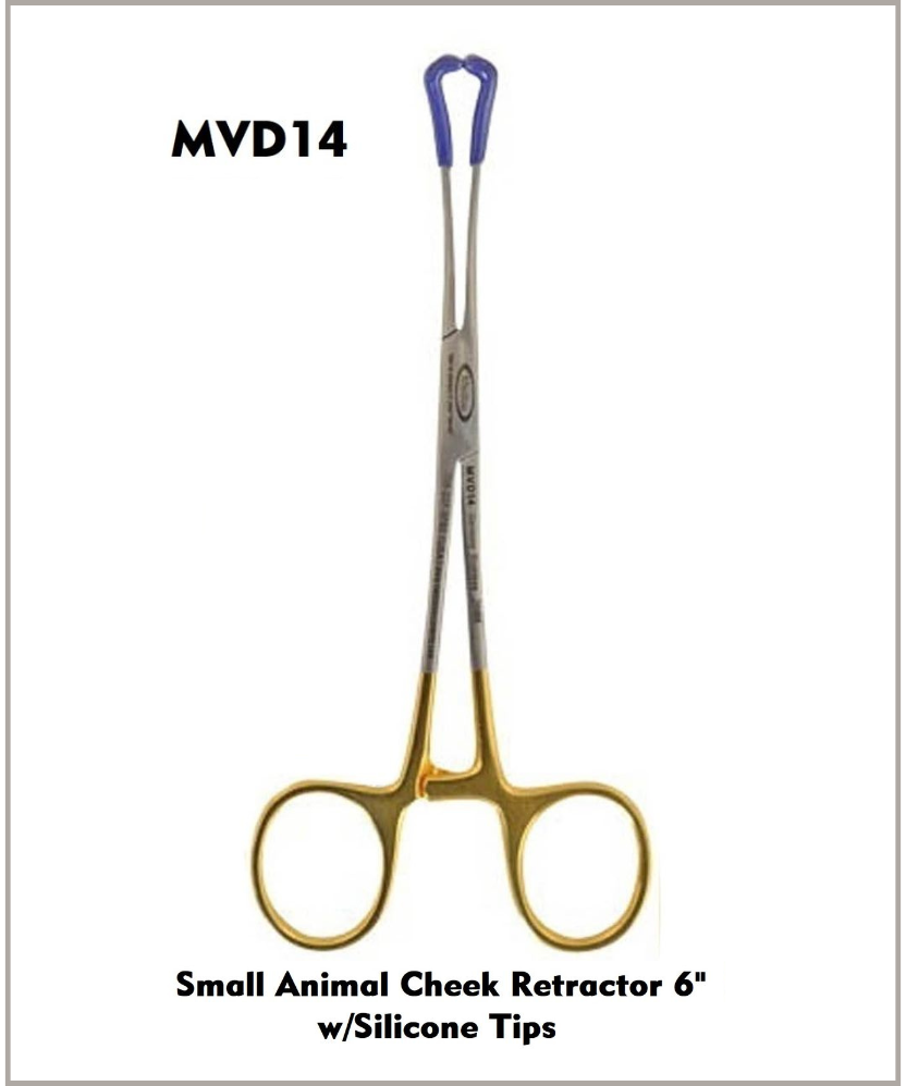 Cheek Lip Retractor 6" Silicone Tips Gold Handles