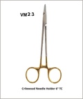 Crilewood Needle Holder 6" TC Jaws Gold Handles