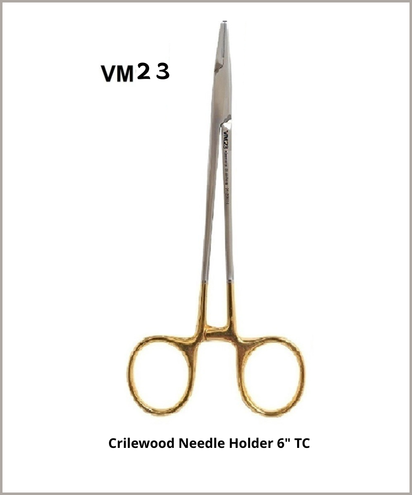 Crilewood Needle Holder 6" TC Jaws Gold Handles