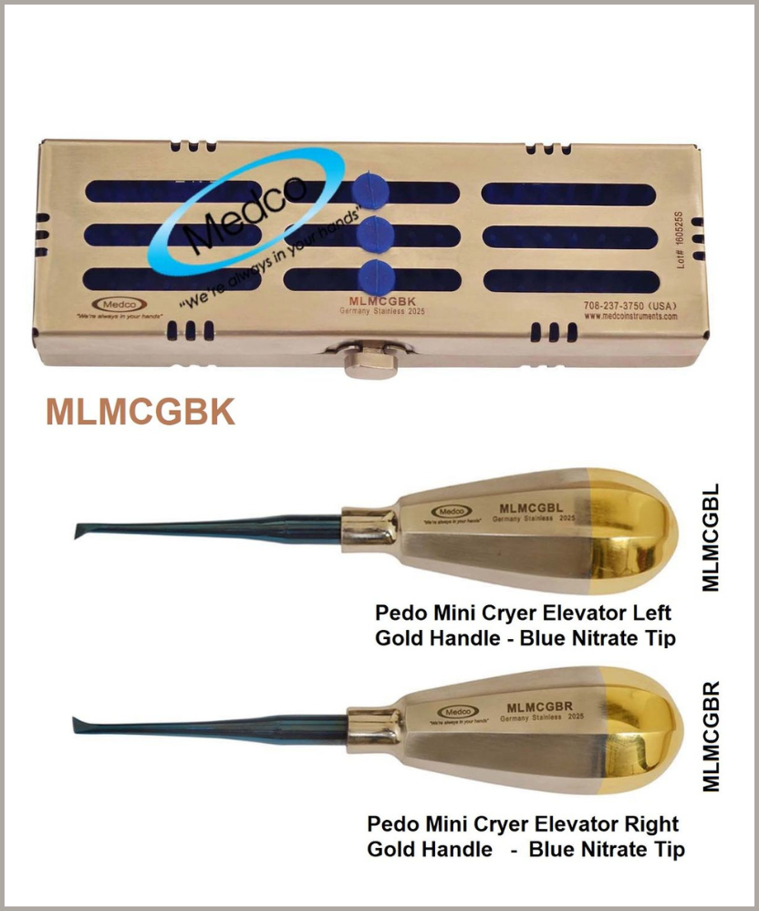 Pedo Mini Cryer Left & Right Gold Handles with Blue Nitrate Tips w/ Metal Case