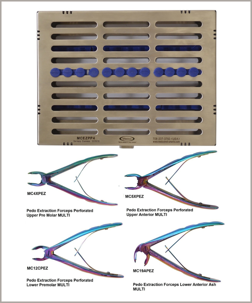 Small Handles Multicolor EZ Extraction Kit set of 4/Perforated Handles w/ Metal Case