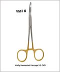 Kelly Hemostat Forceps 5½" Curved Gold-Plated Rings
