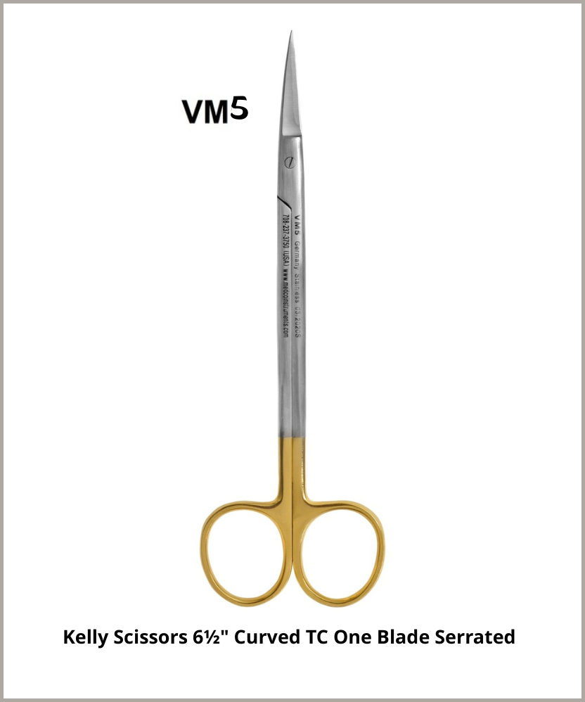 Kelly Scissors 6½" Curved TC One Blade Serrated