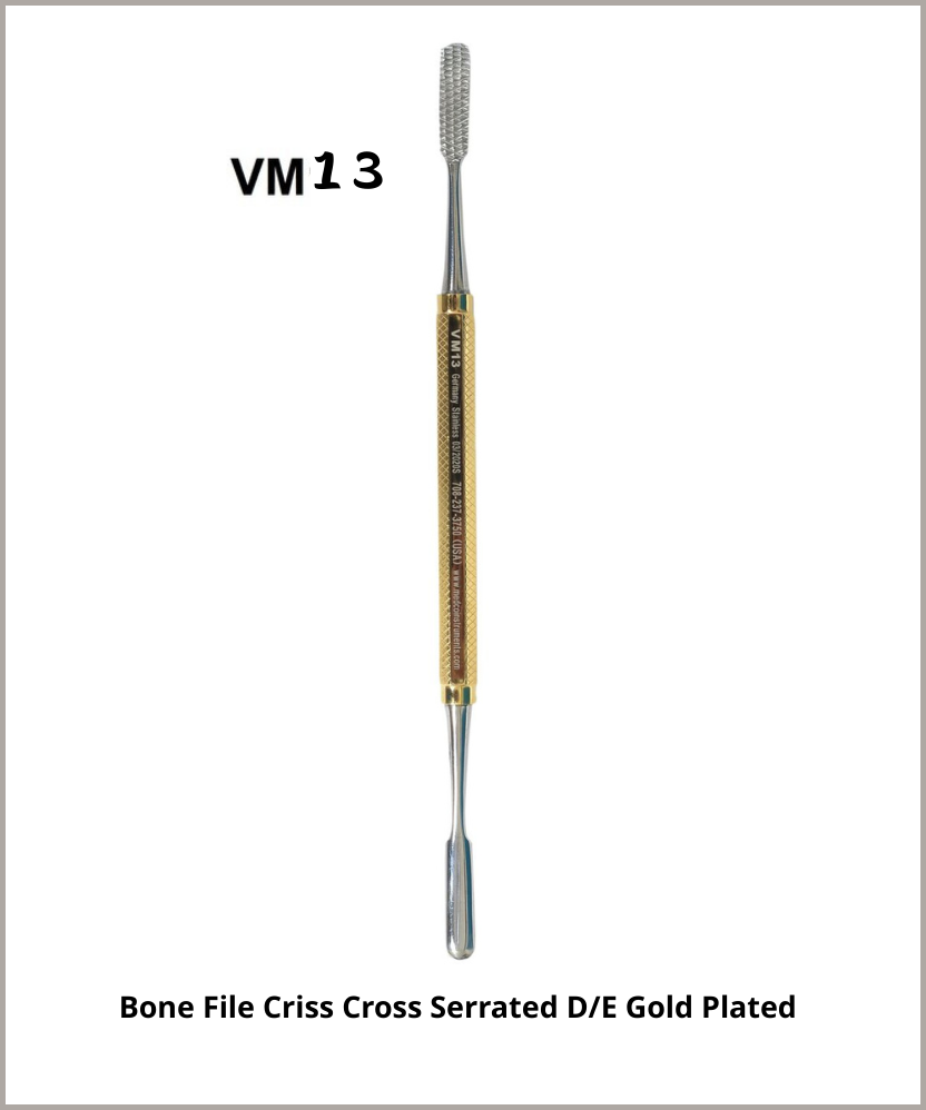 Bone File Criss Cross Serrated D/E Gold Plated
