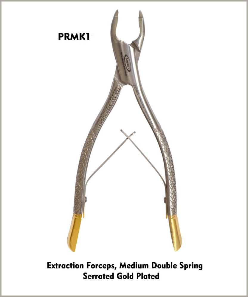 Extraction Forceps, Medium Double Spring Serrated Jaws