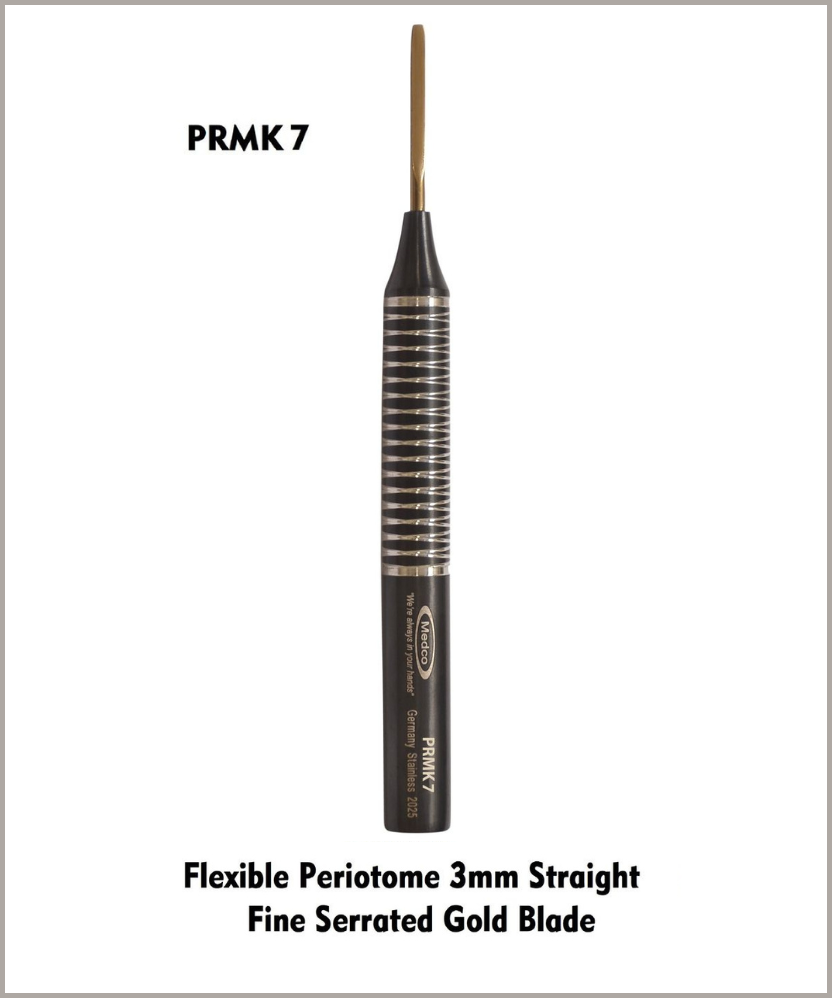 Flexible Periotome 3mm Straight Fine Serrated Gold Blade