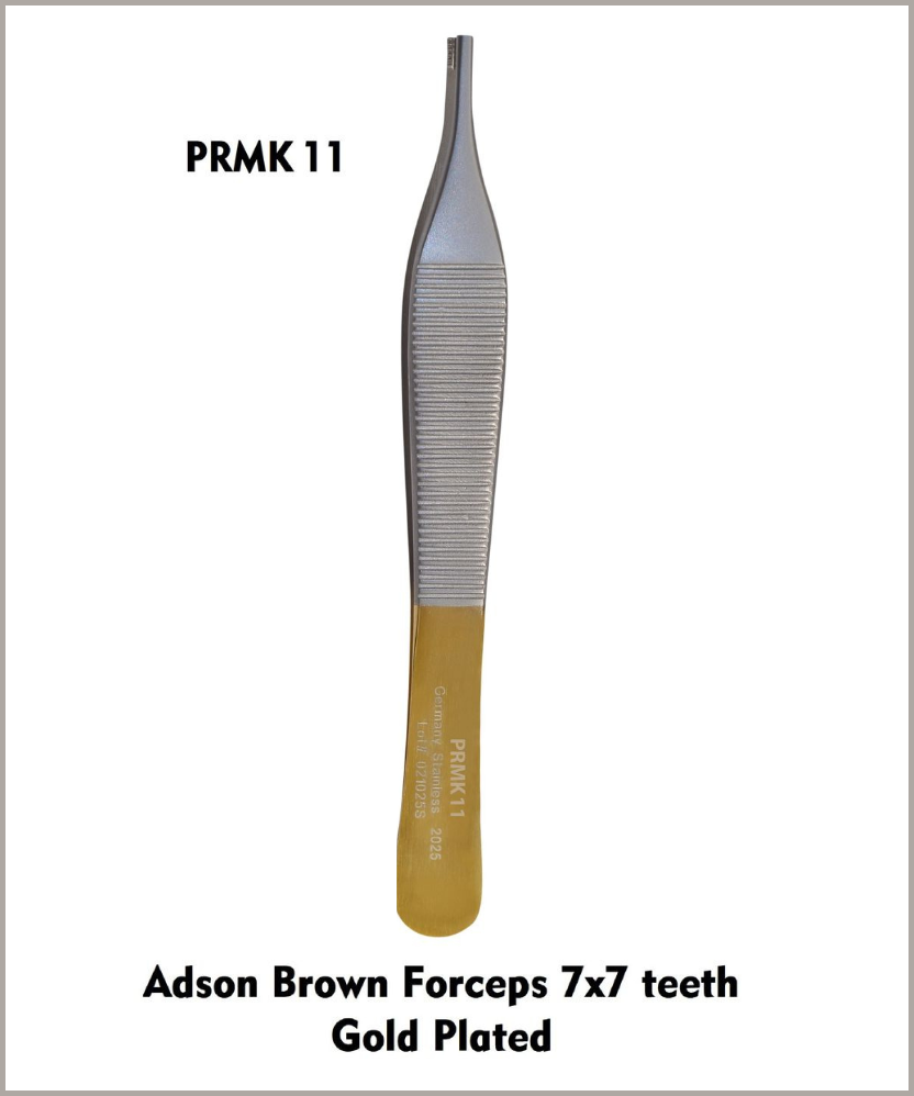 Adson Brown Forceps 7x7 teeth Gold Plated